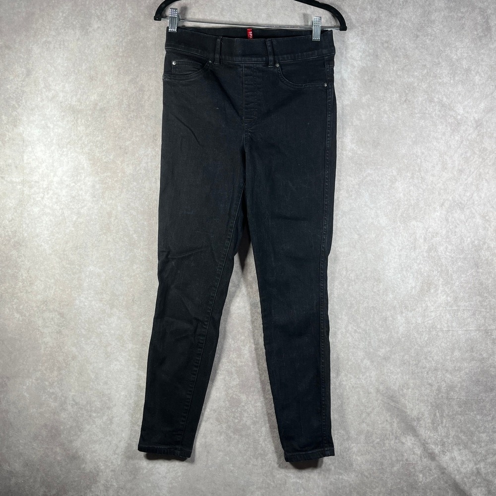 Spanx Jeggings Jeans Womens Medium Black Denim Stretch Pull On‎ High Waisted